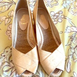 Ralph Lauren Cream Silk Wedges sz6 BRAND NEW